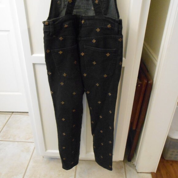 Free People Black Denim With Gold Thread Stars Overalls - Picture 11 of 12